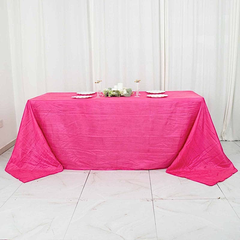 90" x 132" Accordion Metallic Crinkled Taffeta Rectangular Tablecloth