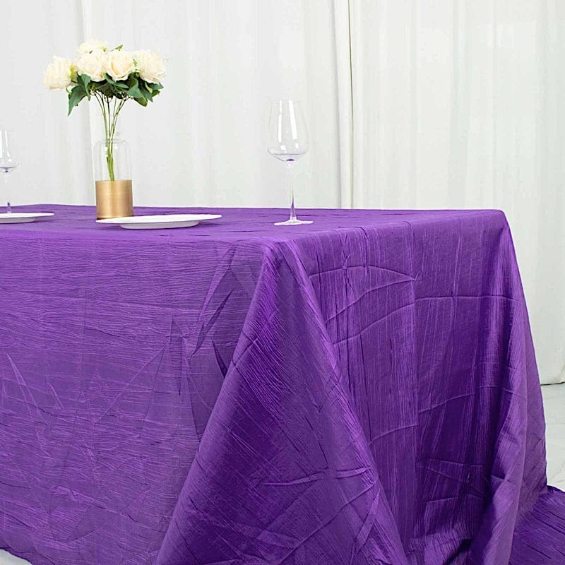 90" x 132" Accordion Metallic Crinkled Taffeta Rectangular Tablecloth