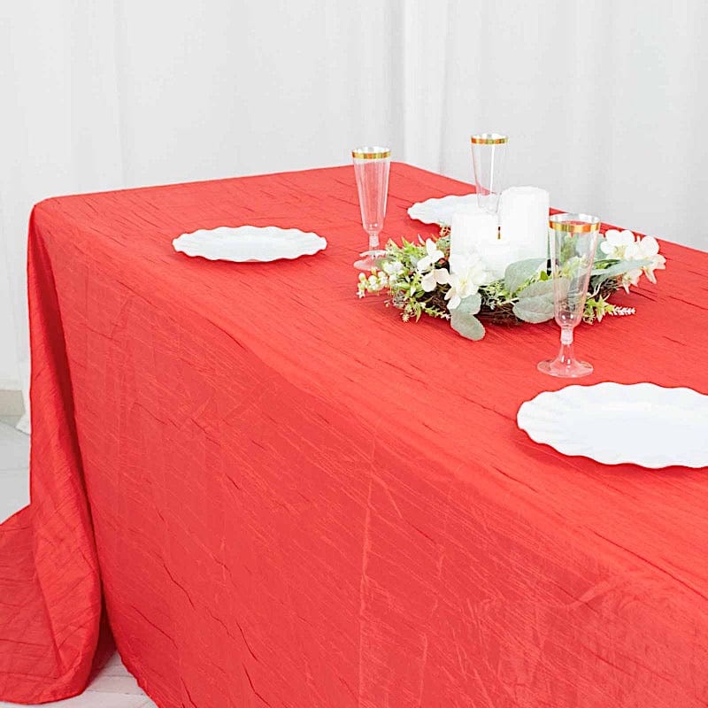 90" x 132" Accordion Metallic Crinkled Taffeta Rectangular Tablecloth