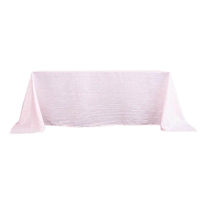 90" x 132" Accordion Metallic Crinkled Taffeta Rectangular Tablecloth - Blush TAB_ACRNK_90132_046