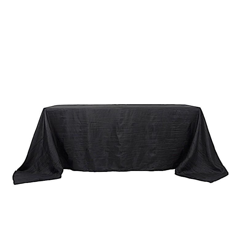 90" x 132" Accordion Metallic Crinkled Taffeta Rectangular Tablecloth TAB_ACRNK_90132_BLK