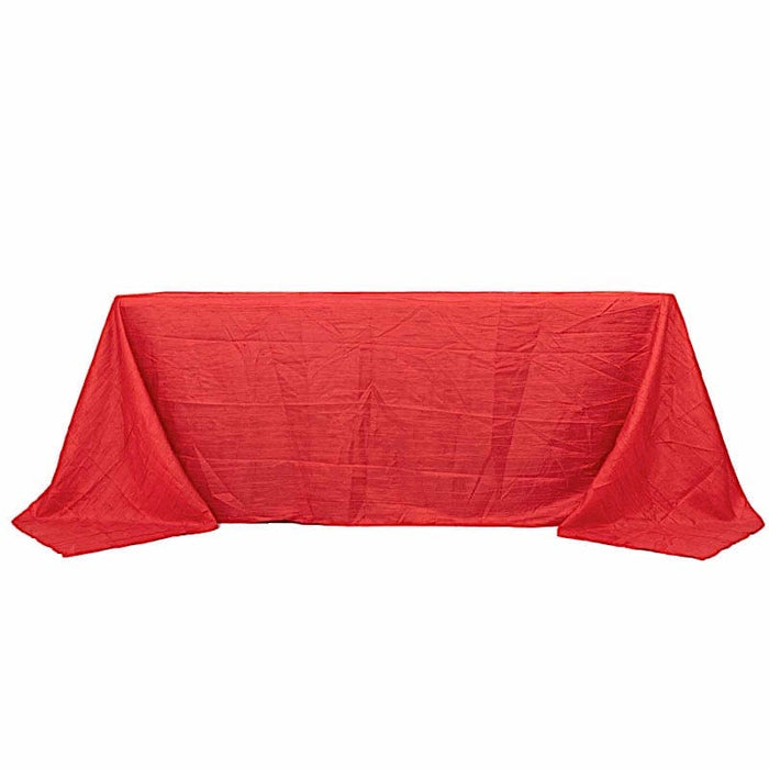 90" x 132" Accordion Metallic Crinkled Taffeta Rectangular Tablecloth TAB_ACRNK_90132_RED