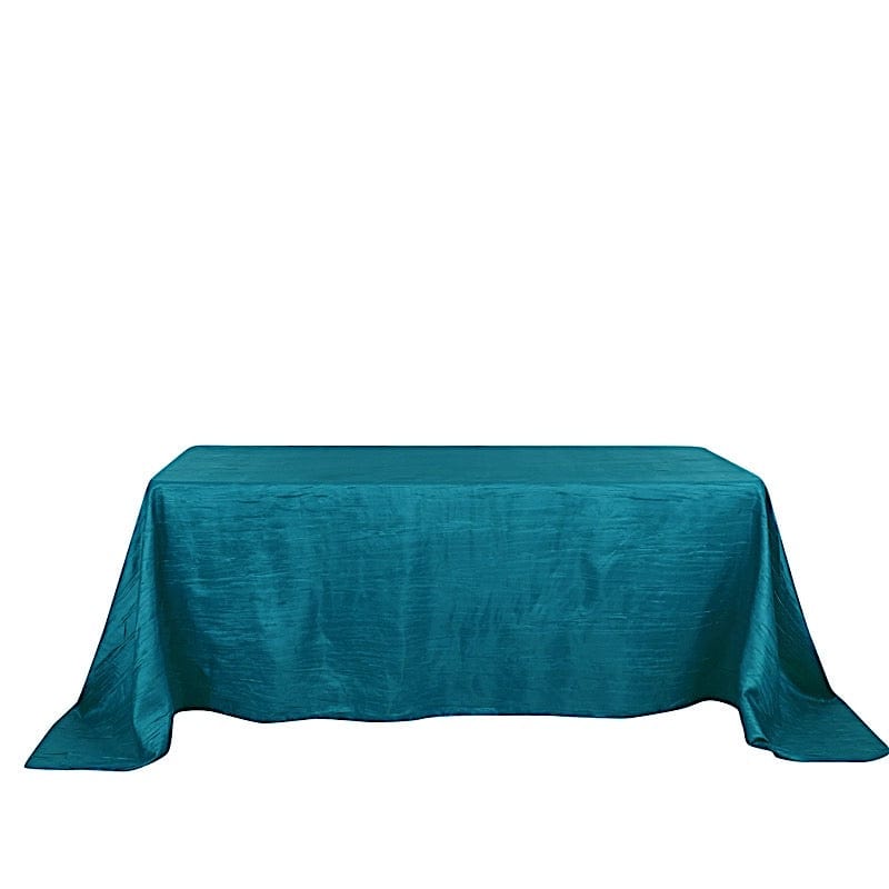 90" x 132" Accordion Metallic Crinkled Taffeta Rectangular Tablecloth TAB_ACRNK_90132_TEAL