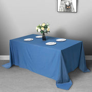 90" x 132" Faux Denim Polyester Rectangular Tablecloth - Dark Blue TAB_DENM_90132