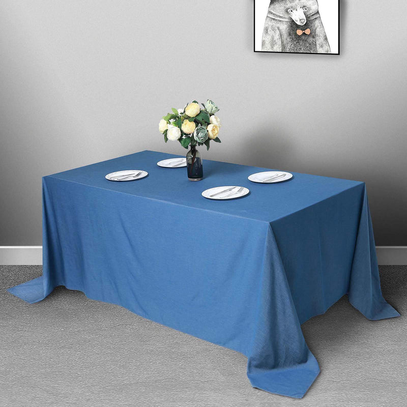 90" x 132" Faux Denim Polyester Rectangular Tablecloth - Dark Blue TAB_DENM_90132