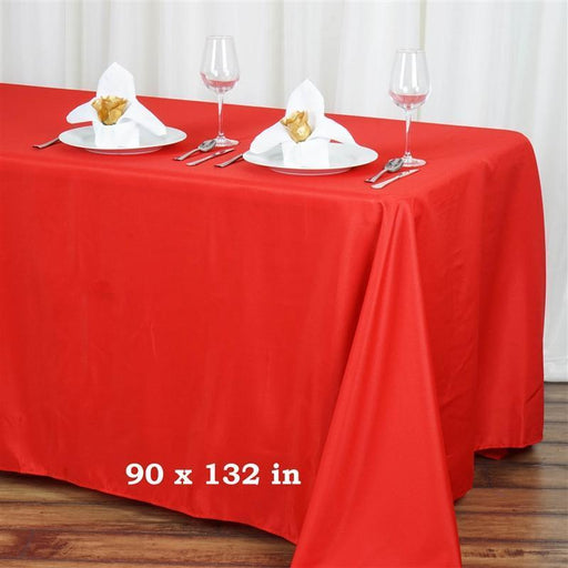90" x 132" Polyester Rectangular Tablecloth TAB_90132_RED_POLY