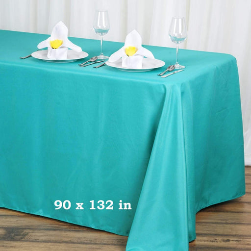 90" x 132" Polyester Rectangular Tablecloth TAB_90132_TURQ_POLY
