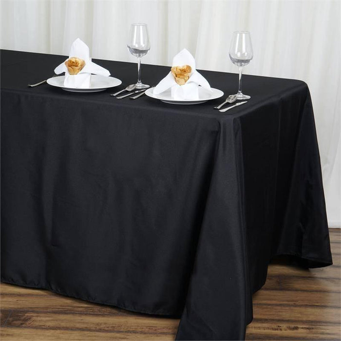 90" x 132" Premium Polyester Rectangular Tablecloth TAB_90132_BLK_PRM