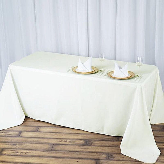 90" x 132" Premium Polyester Rectangular Tablecloth TAB_90132_IVR_PRM