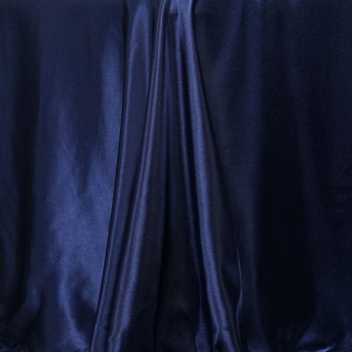 90" x 132" Satin Rectangular Tablecloth - Navy Blue TAB_STN_90132_NAVY