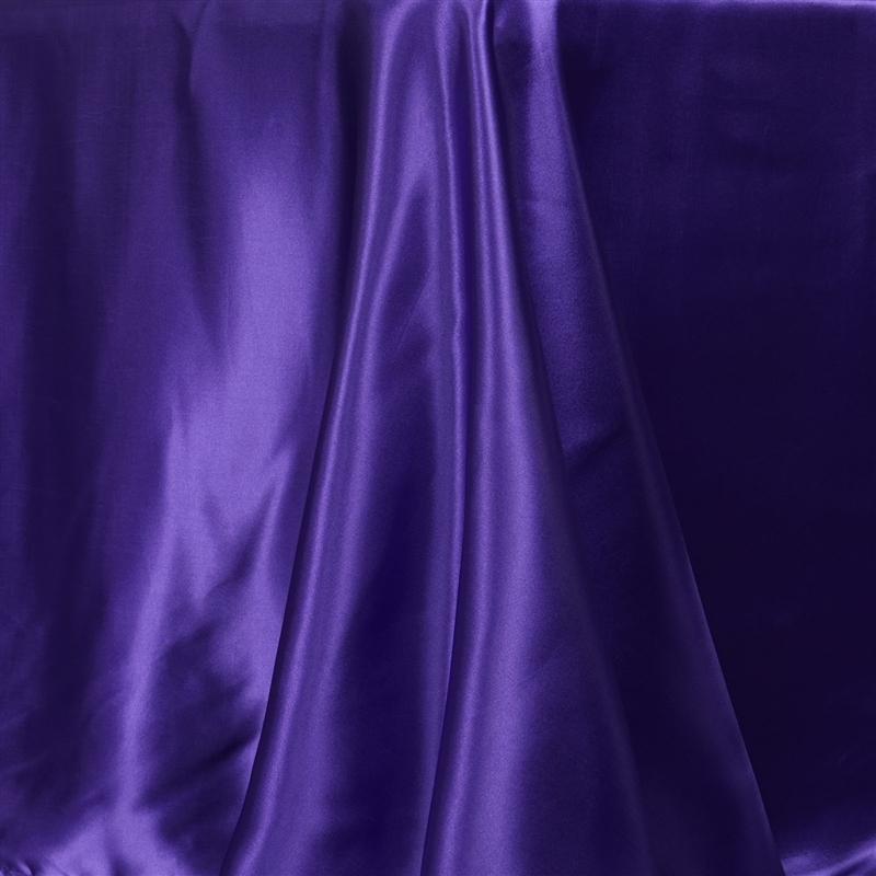 90" x 132" Satin Rectangular Tablecloth - Purple TAB_STN_90132_PURP
