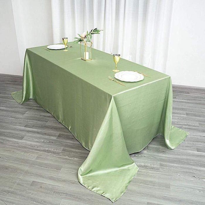 90" x 132" Satin Rectangular Tablecloth - Sage Green TAB_STN_90132_SAGE