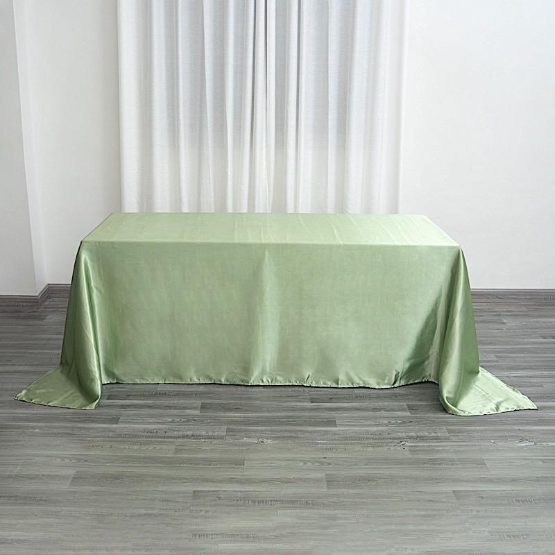 90" x 132" Satin Rectangular Tablecloth - Sage Green TAB_STN_90132_SAGE