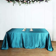90" x 132" Satin Rectangular Tablecloth - Teal TAB_STN_90132_TEAL