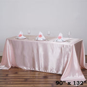 90" x 132" Satin Rectangular Tablecloth