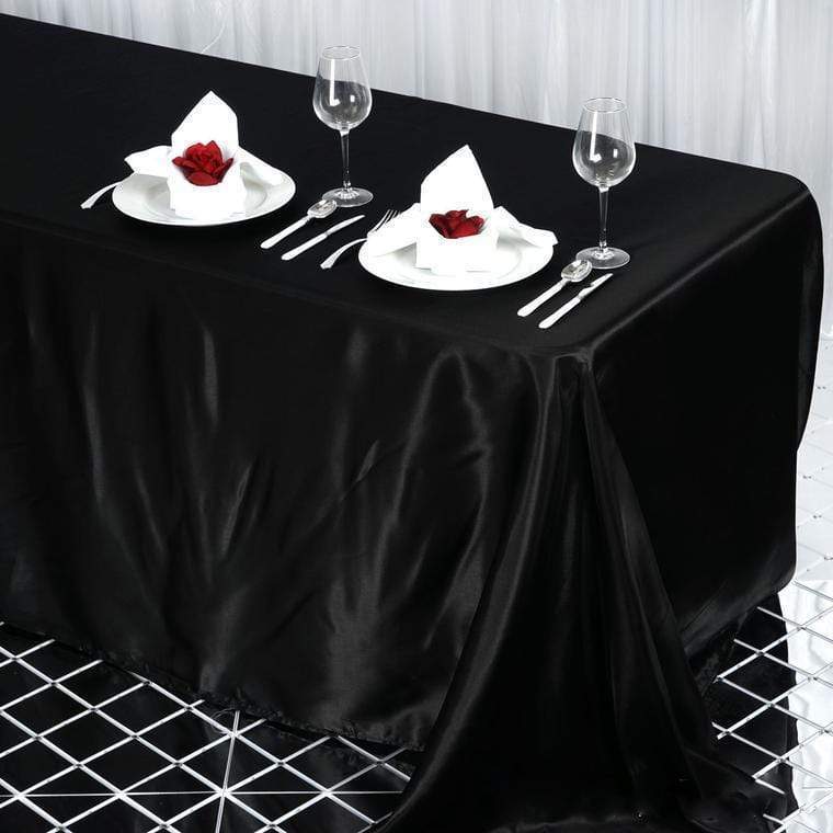 90" x 132" Satin Rectangular Tablecloth TAB_STN_90132_BLK