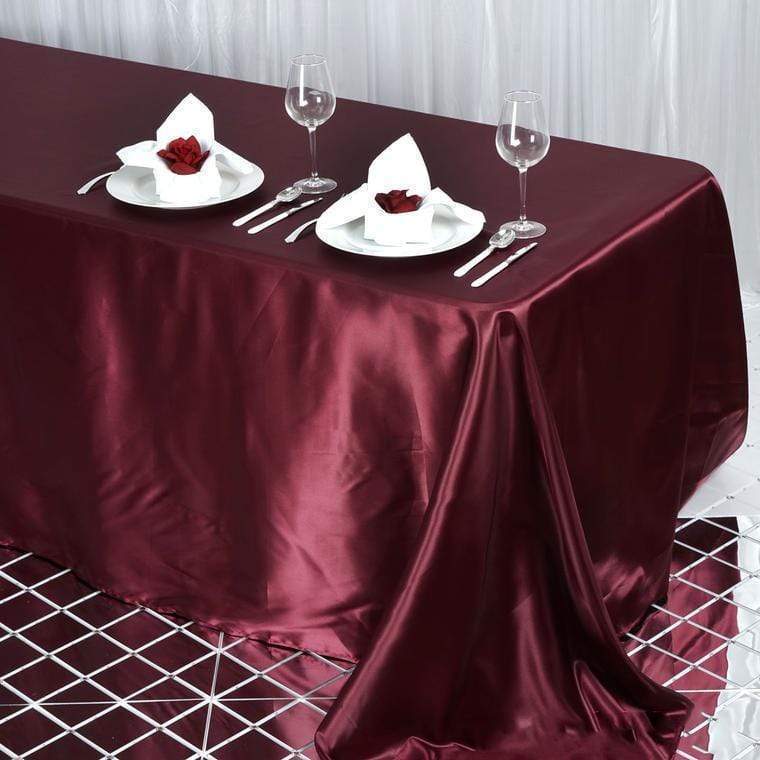 90" x 132" Satin Rectangular Tablecloth TAB_STN_90132_BURG
