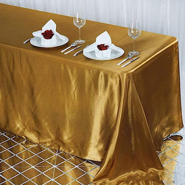 90" x 132" Satin Rectangular Tablecloth - Gold TAB_STN_90132_GOLD
