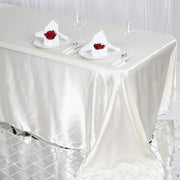 90" x 132" Satin Rectangular Tablecloth - Ivory TAB_STN_90132_IVR