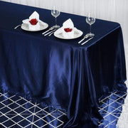90" x 132" Satin Rectangular Tablecloth - Navy Blue TAB_STN_90132_NAVY