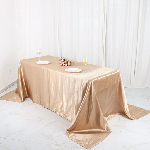 90" x 132" Satin Rectangular Tablecloth TAB_STN_90132_NUDE