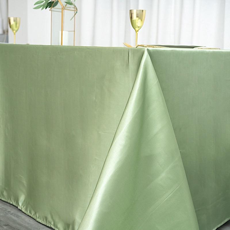 90" x 132" Satin Rectangular Tablecloth - Sage Green TAB_STN_90132_SAGE