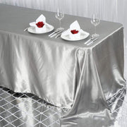 90" x 132" Satin Rectangular Tablecloth - Silver Light Gray TAB_STN_90132_SILV