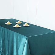 90" x 132" Satin Rectangular Tablecloth - Teal TAB_STN_90132_TEAL