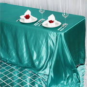 90" x 132" Satin Rectangular Tablecloth TAB_STN_90132_TURQ