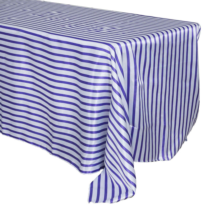 90" x 132" Satin Stripes Rectangular Tablecloth