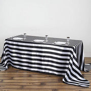 90" x 132" Stripes Satin Rectangular Tablecloth