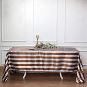 90" x 132" Stripes Satin Rectangular Tablecloth