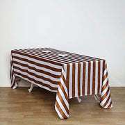 90" x 132" Stripes Satin Rectangular Tablecloth