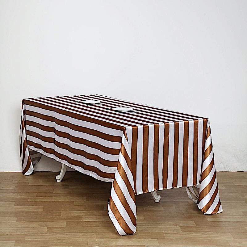 90" x 132" Stripes Satin Rectangular Tablecloth
