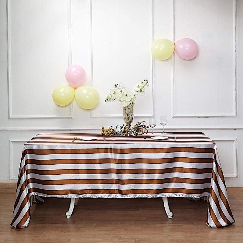 90" x 132" Stripes Satin Rectangular Tablecloth
