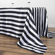 90" x 132" Stripes Satin Rectangular Tablecloth
