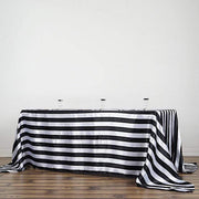 90" x 132" Stripes Satin Rectangular Tablecloth