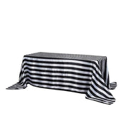 90" x 132" Stripes Satin Rectangular Tablecloth TAB_15_90132_BLK