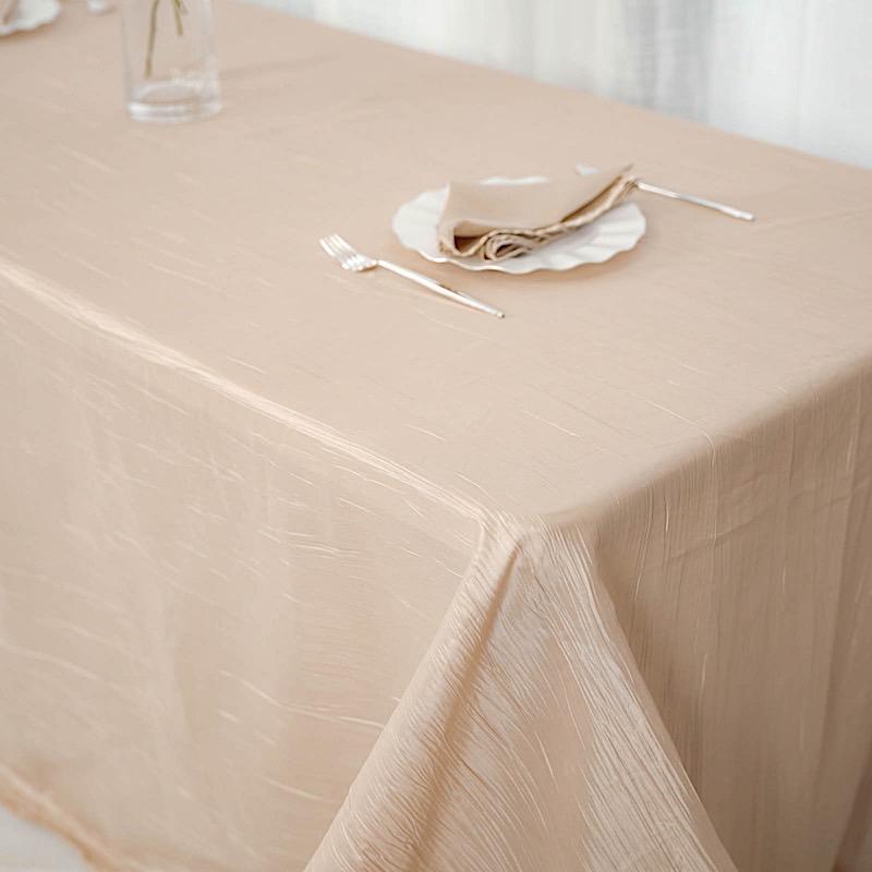 90" x 156" Accordion Metallic Crinkled Taffeta Rectangular Tablecloth