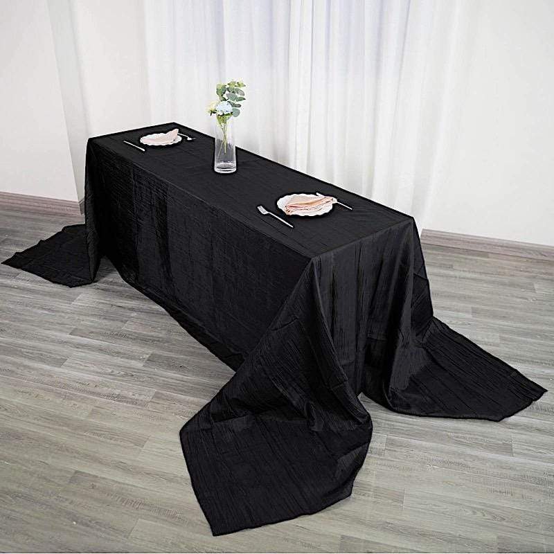 90" x 156" Accordion Metallic Crinkled Taffeta Rectangular Tablecloth