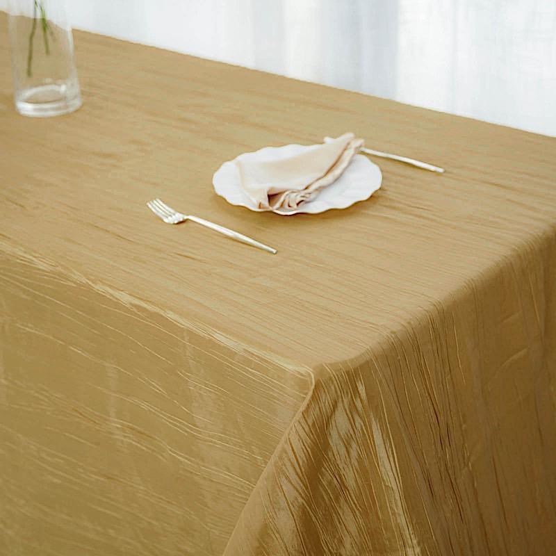 90" x 156" Accordion Metallic Crinkled Taffeta Rectangular Tablecloth