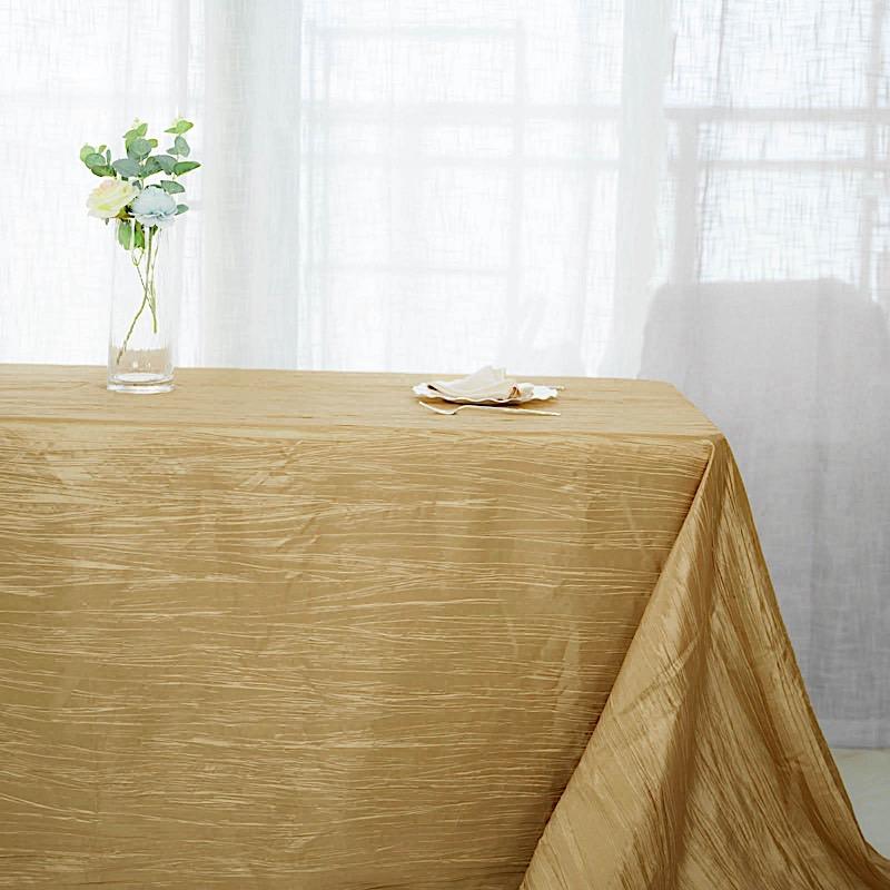 90" x 156" Accordion Metallic Crinkled Taffeta Rectangular Tablecloth