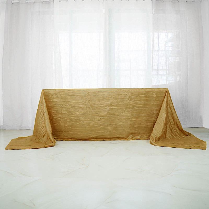 90" x 156" Accordion Metallic Crinkled Taffeta Rectangular Tablecloth