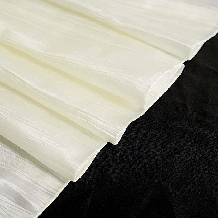 90" x 156" Accordion Metallic Crinkled Taffeta Rectangular Tablecloth - Ivory TAB_ACRNK_90156_IVR