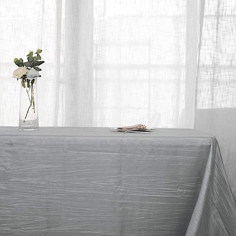 90" x 156" Accordion Metallic Crinkled Taffeta Rectangular Tablecloth