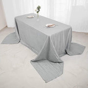 90" x 156" Accordion Metallic Crinkled Taffeta Rectangular Tablecloth - Silver TAB_ACRNK_90156_SILV