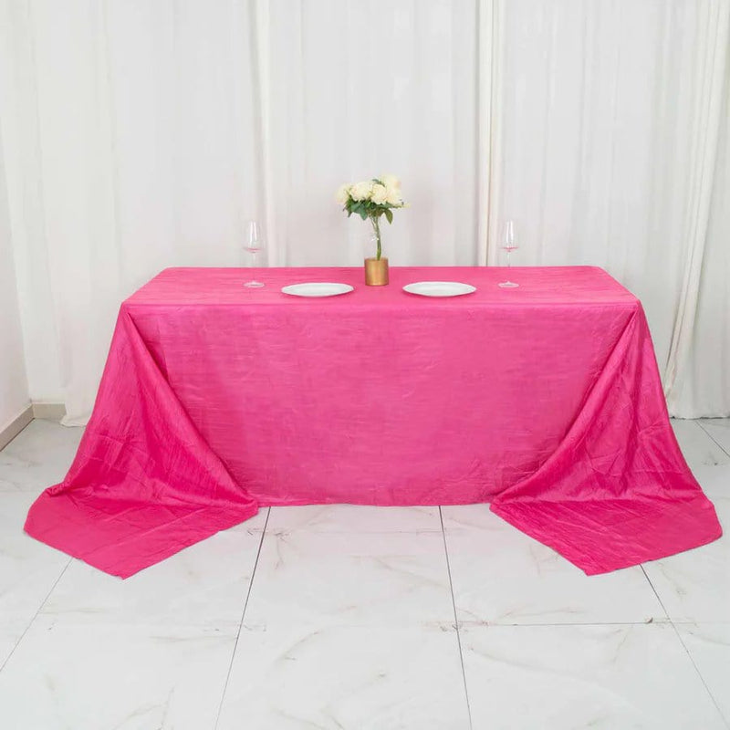 90" x 156" Accordion Metallic Crinkled Taffeta Rectangular Tablecloth