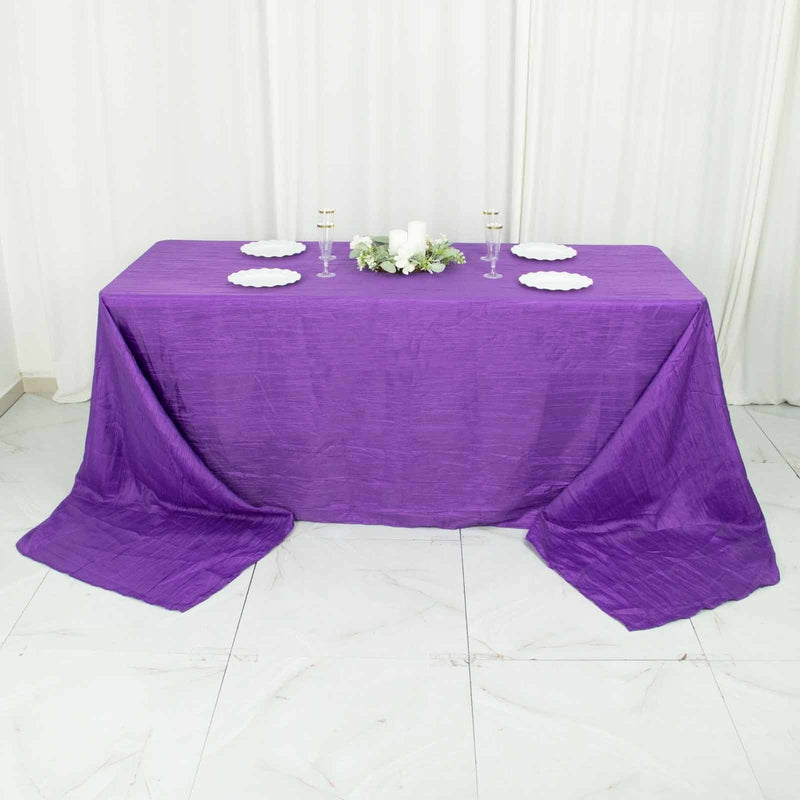 90" x 156" Accordion Metallic Crinkled Taffeta Rectangular Tablecloth