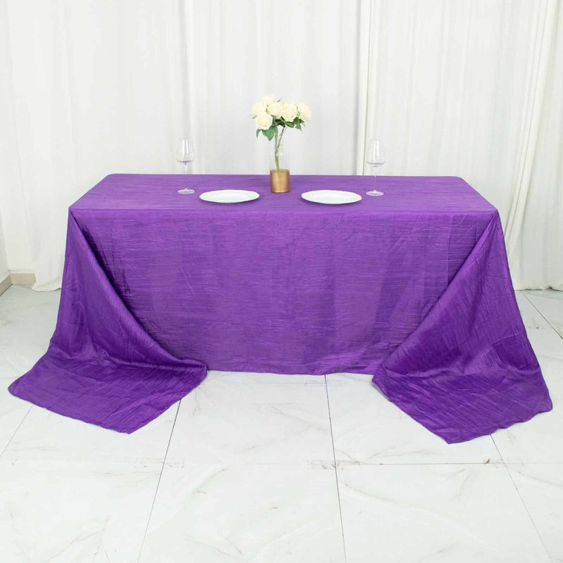 90" x 156" Accordion Metallic Crinkled Taffeta Rectangular Tablecloth