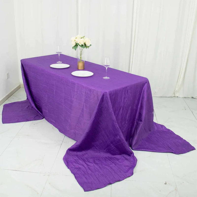 90" x 156" Accordion Metallic Crinkled Taffeta Rectangular Tablecloth